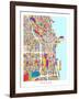 Chicago City Street Map-Michael Tompsett-Framed Art Print