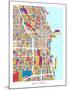 Chicago City Street Map-Michael Tompsett-Mounted Art Print