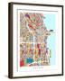 Chicago City Street Map-Michael Tompsett-Framed Art Print