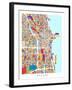 Chicago City Street Map-Michael Tompsett-Framed Art Print