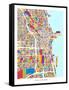 Chicago City Street Map-Michael Tompsett-Framed Stretched Canvas