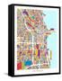 Chicago City Street Map-Michael Tompsett-Framed Stretched Canvas