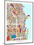 Chicago City Street Map-Michael Tompsett-Mounted Art Print