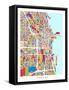 Chicago City Street Map-Michael Tompsett-Framed Stretched Canvas