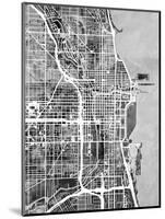 Chicago City Street Map-Michael Tompsett-Mounted Art Print