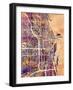 Chicago City Street Map-Michael Tompsett-Framed Art Print