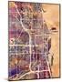 Chicago City Street Map-Michael Tompsett-Mounted Art Print