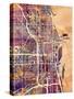 Chicago City Street Map-Michael Tompsett-Stretched Canvas