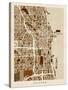 Chicago City Street Map-Michael Tompsett-Stretched Canvas