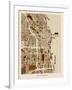 Chicago City Street Map-Michael Tompsett-Framed Art Print