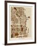 Chicago City Street Map-Michael Tompsett-Framed Art Print