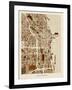 Chicago City Street Map-Michael Tompsett-Framed Art Print