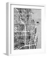 Chicago City Street Map-Tompsett Michael-Framed Art Print