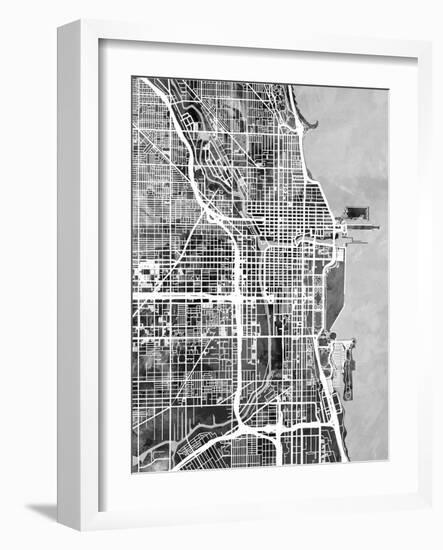 Chicago City Street Map-Tompsett Michael-Framed Art Print