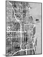 Chicago City Street Map-Tompsett Michael-Mounted Art Print