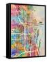 Chicago City Street Map-Michael Tompsett-Framed Stretched Canvas