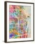 Chicago City Street Map-Michael Tompsett-Framed Art Print