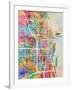 Chicago City Street Map-Michael Tompsett-Framed Art Print