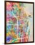 Chicago City Street Map-Michael Tompsett-Framed Art Print