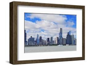 Chicago City Urban Skyline Panorama with Skyscrapers over Lake Michigan with Cloudy Blue Sky.-Songquan Deng-Framed Photographic Print