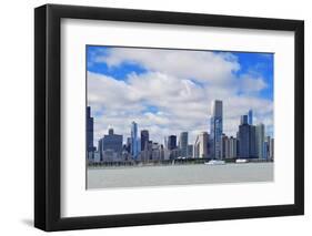 Chicago City Urban Skyline Panorama with Skyscrapers over Lake Michigan with Cloudy Blue Sky.-Songquan Deng-Framed Photographic Print