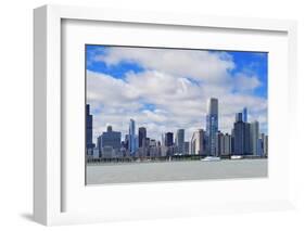 Chicago City Urban Skyline Panorama with Skyscrapers over Lake Michigan with Cloudy Blue Sky.-Songquan Deng-Framed Photographic Print