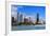 Chicago City Urban Skyline with Skyscrapers over Lake Michigan with Cloudy Blue Sky.-Songquan Deng-Framed Photographic Print