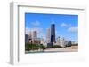 Chicago City Urban Skyline with Skyscrapers over Lake Michigan with Cloudy Blue Sky.-Songquan Deng-Framed Photographic Print