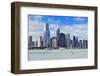 Chicago City Urban Skyline with Skyscrapers over Lake Michigan with Cloudy Blue Sky.-Songquan Deng-Framed Photographic Print