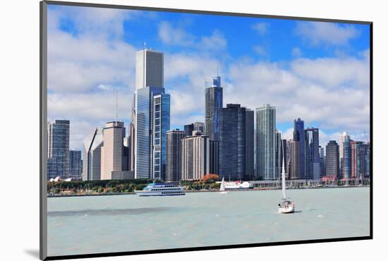 Chicago City Urban Skyline with Skyscrapers over Lake Michigan with Cloudy Blue Sky.-Songquan Deng-Mounted Photographic Print