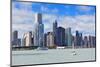 Chicago City Urban Skyline with Skyscrapers over Lake Michigan with Cloudy Blue Sky.-Songquan Deng-Mounted Photographic Print