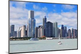 Chicago City Urban Skyline with Skyscrapers over Lake Michigan with Cloudy Blue Sky.-Songquan Deng-Mounted Photographic Print