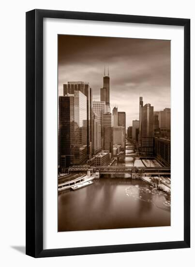 Chicago City View Afternoon BW-Steve Gadomski-Framed Photographic Print