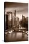 Chicago City View Afternoon BW-Steve Gadomski-Stretched Canvas