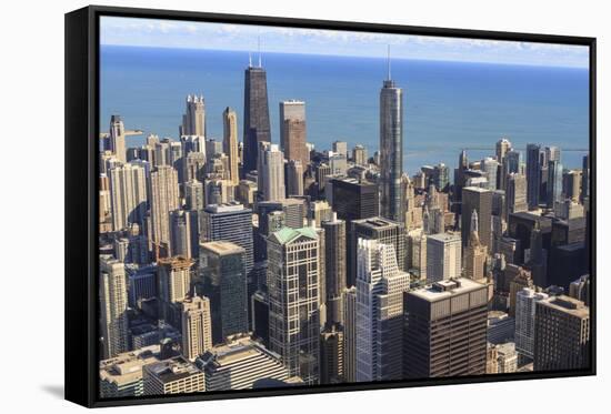 Chicago Cityscape and Lake Michigan, Hancock Center and Trump Tower, Chicago, Illinois, USA-Amanda Hall-Framed Stretched Canvas