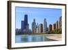 Chicago Cityscape from North Avenue Beach, John Hancock Center on the Left, Chicago, Illinois, USA-Amanda Hall-Framed Photographic Print