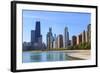 Chicago Cityscape from North Avenue Beach, John Hancock Center on the Left, Chicago, Illinois, USA-Amanda Hall-Framed Photographic Print