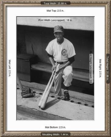 Chicago Cub S Ernie Banks Stooping In The Dug Out Holding Two Bats Against Cincinnati Reds Premium Photographic Print John Dominis Allposters Com