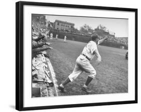 Chicago Cubs Manager Charlie Grimm Racing on to the Field Screaming-null-Framed Photographic Print