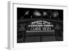 Chicago Cubs Win Fireworks Night BW-Steve Gadomski-Framed Photographic Print