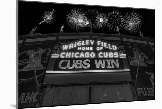 Chicago Cubs Win Fireworks Night BW-Steve Gadomski-Mounted Photographic Print