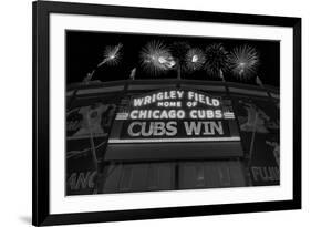 Chicago Cubs Win Fireworks Night BW-Steve Gadomski-Framed Photographic Print