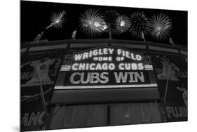 Chicago Cubs Win Fireworks Night BW-Steve Gadomski-Mounted Photographic Print