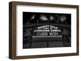 Chicago Cubs Win Fireworks Night BW-Steve Gadomski-Framed Photographic Print