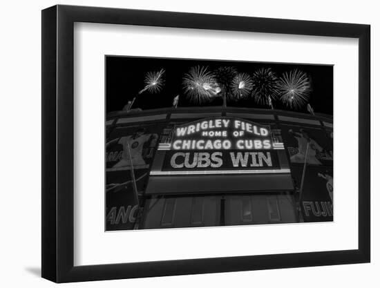 Chicago Cubs Win Fireworks Night BW-Steve Gadomski-Framed Photographic Print