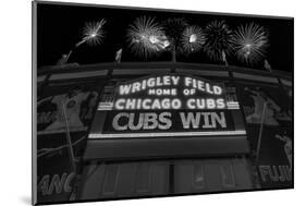 Chicago Cubs Win Fireworks Night BW-Steve Gadomski-Mounted Photographic Print