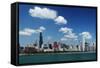 Chicago Daytime Skyline View from the Lake Michigan under Blue Sky. Panoramic View.-Yaro-Framed Stretched Canvas