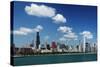 Chicago Daytime Skyline View from the Lake Michigan under Blue Sky. Panoramic View.-Yaro-Stretched Canvas