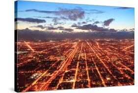 Chicago Downtown Aerial Panorama View at Dusk with Skyscrapers and City Skyline.-Songquan Deng-Stretched Canvas