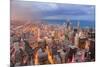 Chicago Downtown Aerial View at Dusk with Skyscrapers and City Skyline at Michigan Lakefront-Songquan Deng-Mounted Photographic Print